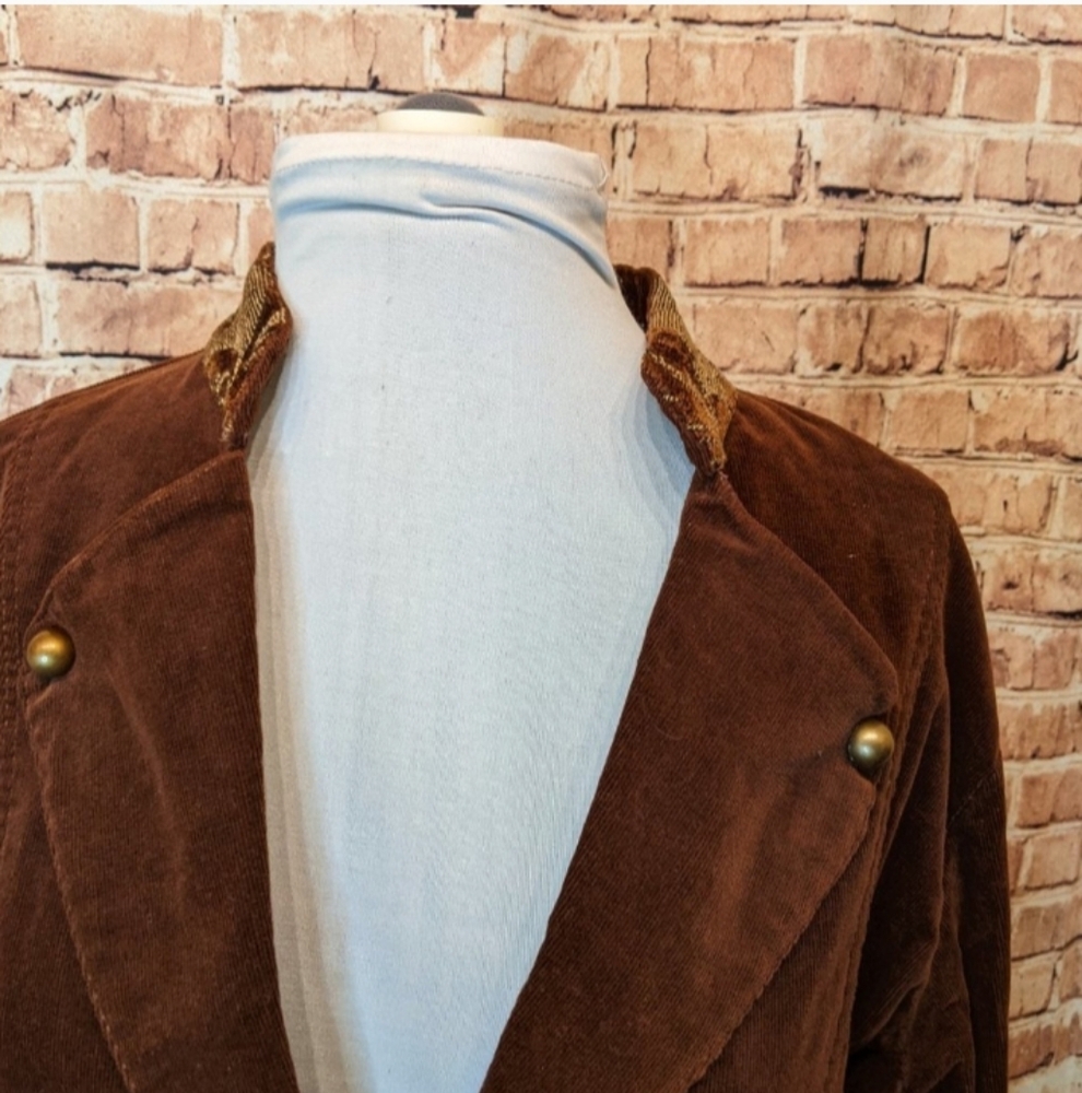 Corduroy Jacket With Grommet Metal Stud Embroidery Lace-up Corsetting Details L - Picture 5 of 6